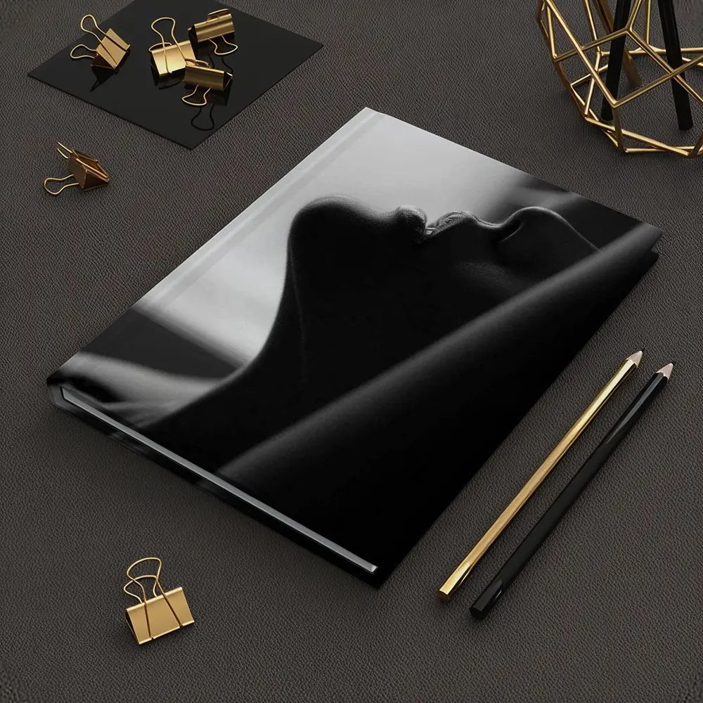 Black and White Female Profile Silhouette Art – Notebooks