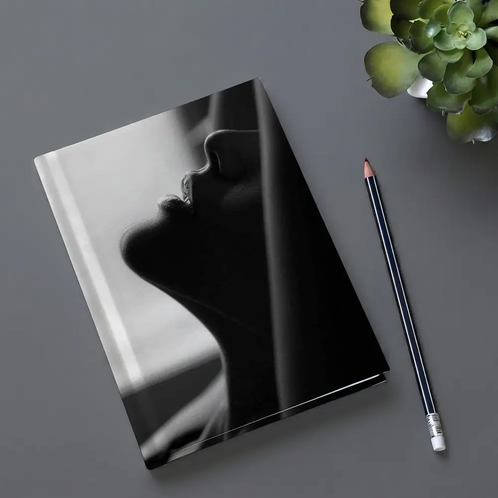 Black and White Female Profile Silhouette Art – Notebooks