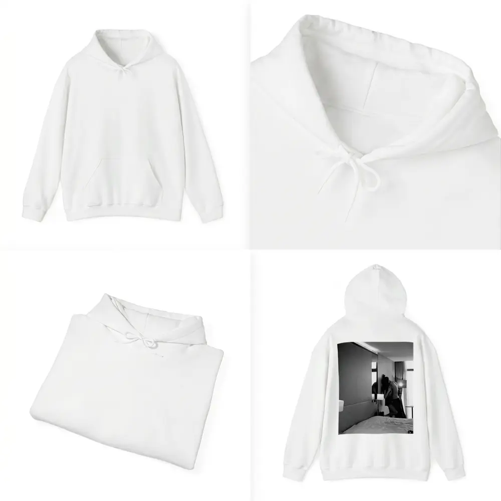 Couple Kissing Black White Hotel Room – Hoodies