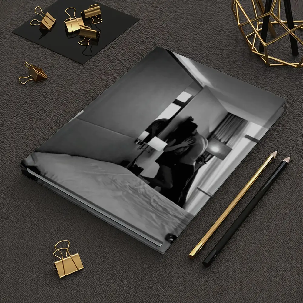 Couple Kissing Black White Hotel Room – Notebooks