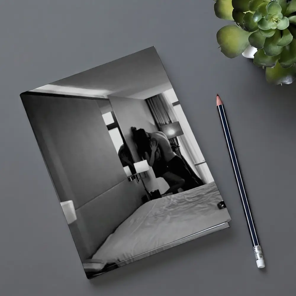 Couple Kissing Black White Hotel Room – Notebooks