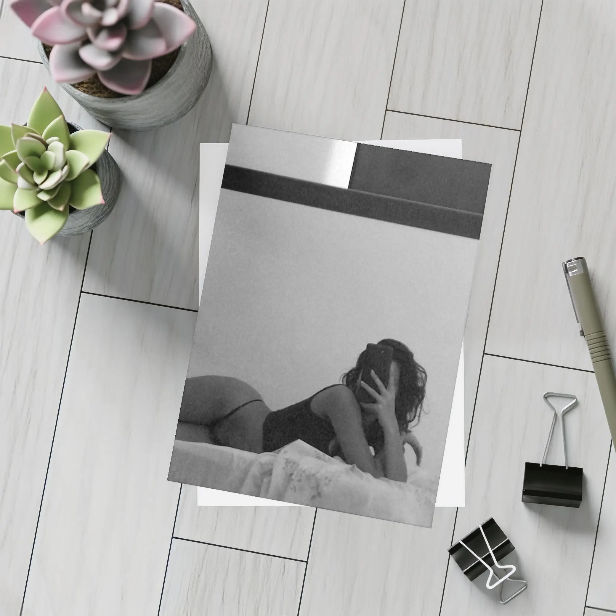 Black and White Woman Lingerie Bedroom Art – Postcards