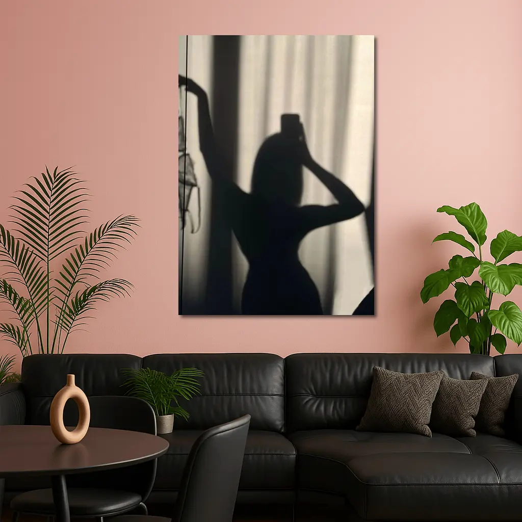 Woman Silhouette Shadow Black White Photography – Wall Art