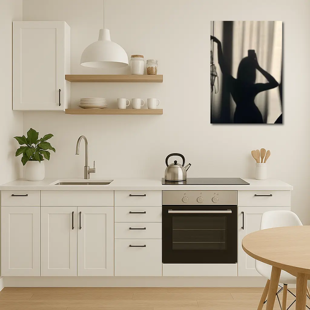 Woman Silhouette Shadow Black White Photography – Wall Art