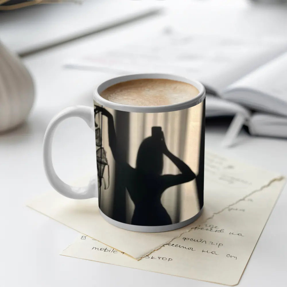 Woman Silhouette Shadow Black White Photography – Mugs