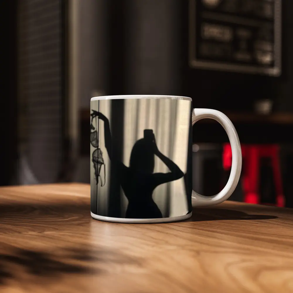 Woman Silhouette Shadow Black White Photography – Mugs