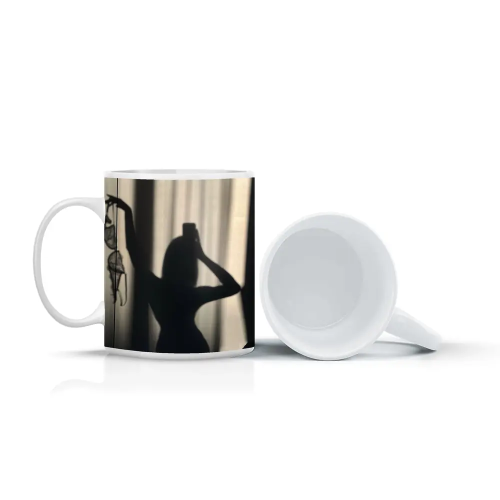 Woman Silhouette Shadow Black White Photography – Mugs