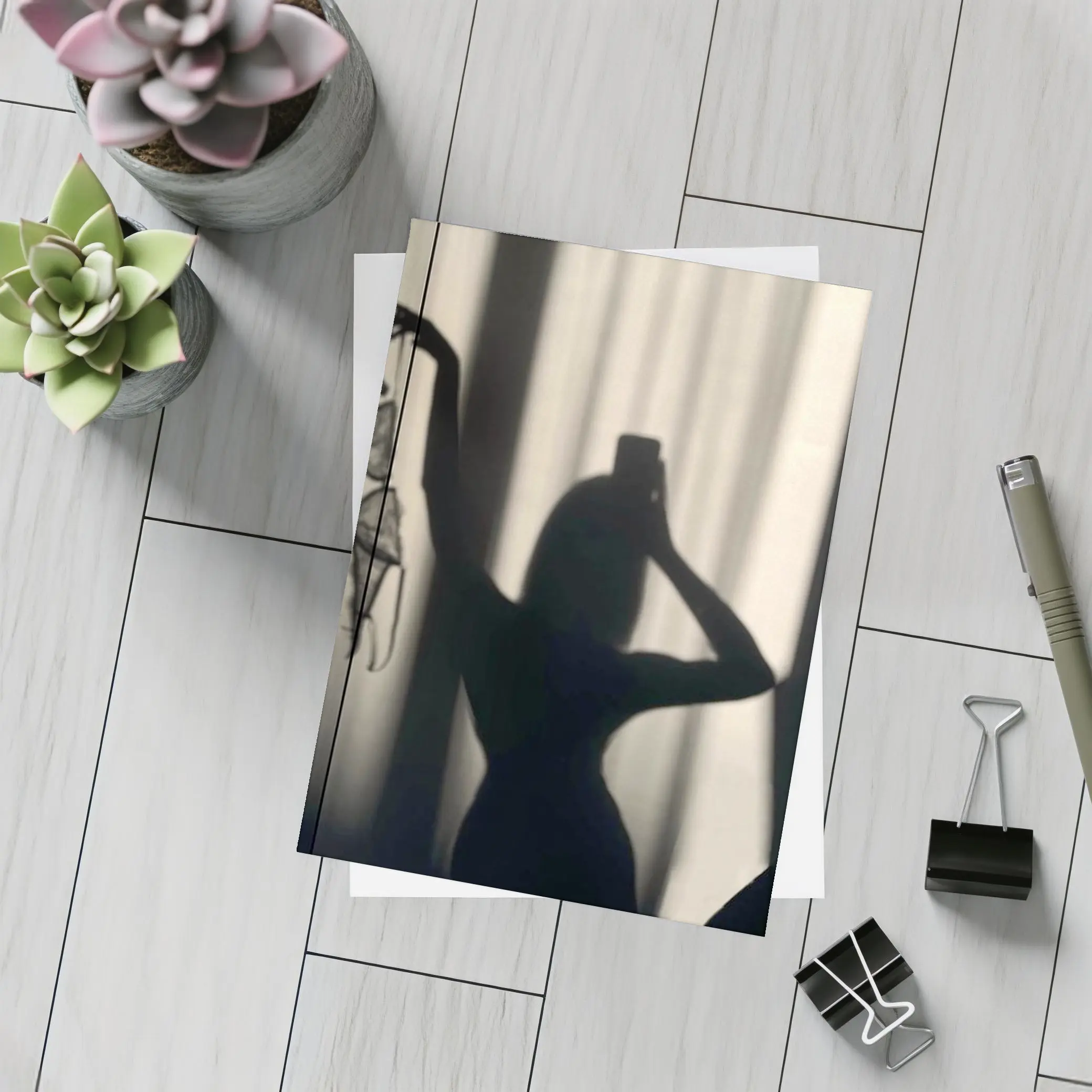 Woman Silhouette Shadow Black White Photography – Postcards
