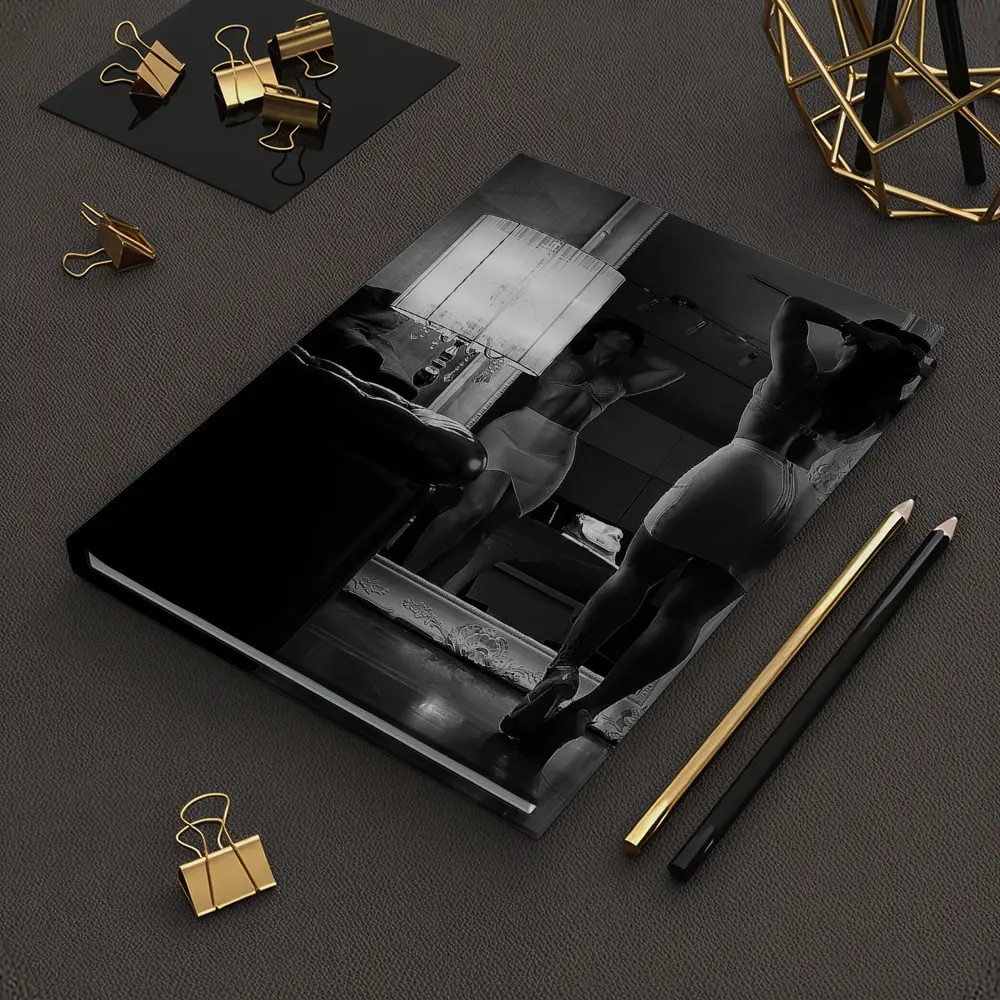 Woman Mirror Reflection Black White Boudoir – Notebooks