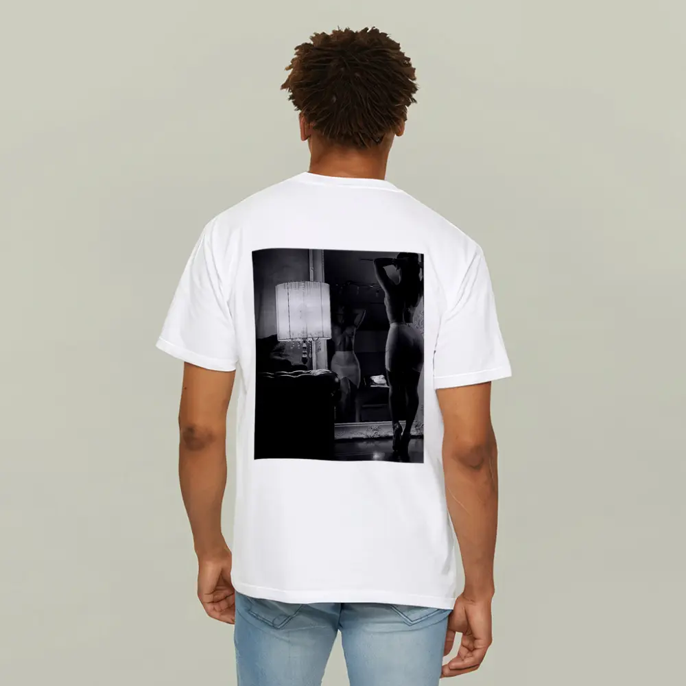 Woman Mirror Reflection Black White Boudoir – T-Shirts