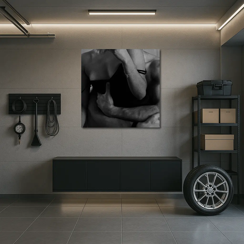 Black and White Couple Embrace Intimate Photography – Wall Art