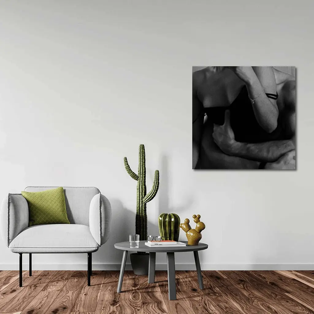 Black and White Couple Embrace Intimate Photography – Wall Art