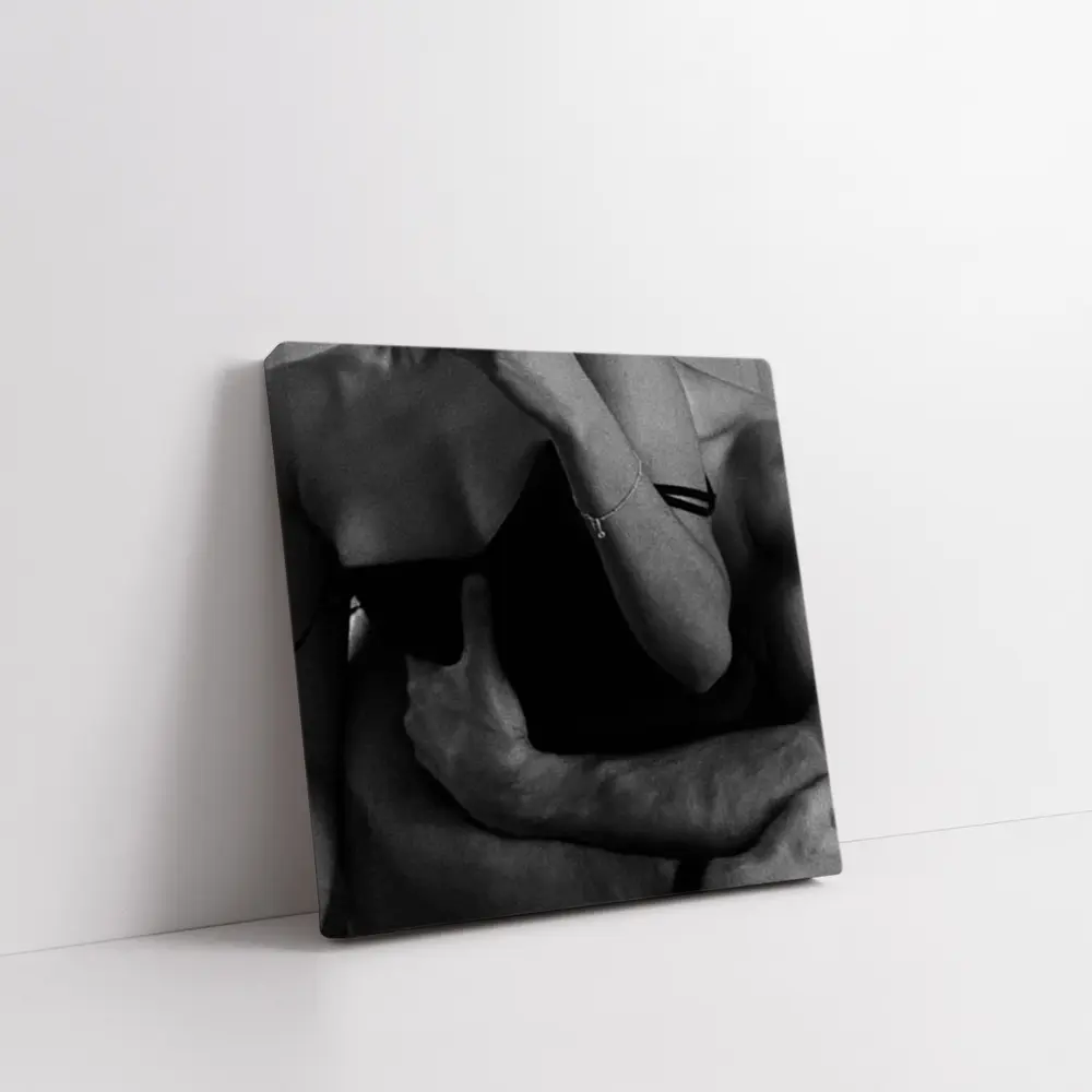 Black and White Couple Embrace Intimate Photography – Wall Art