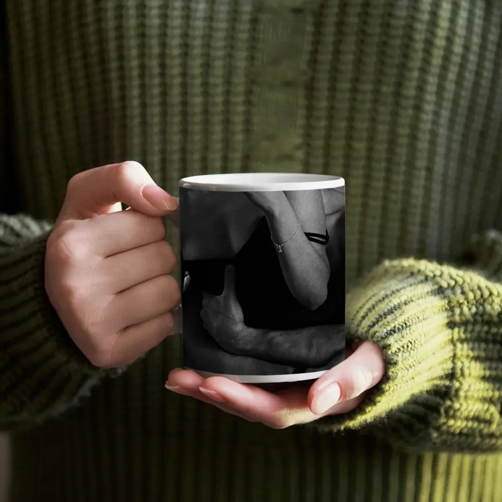 Black and White Couple Embrace Intimate Photography – Mugs