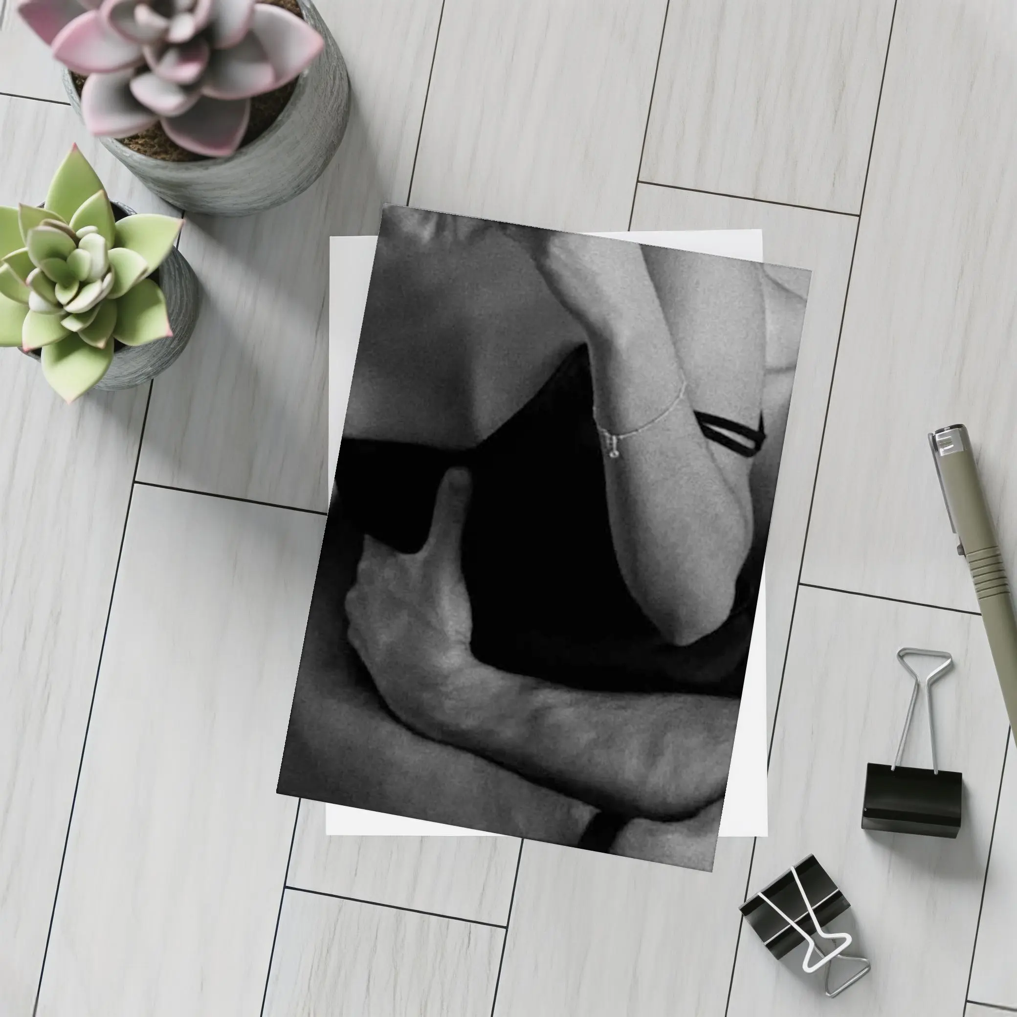 Black and White Couple Embrace Intimate Photography – Postcards