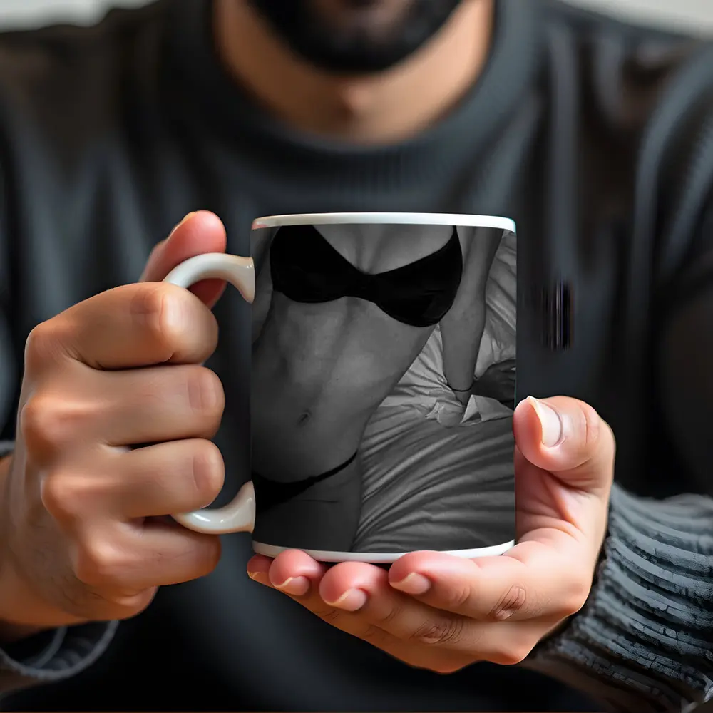 Black And White Woman Lingerie Bed Scene – Mugs