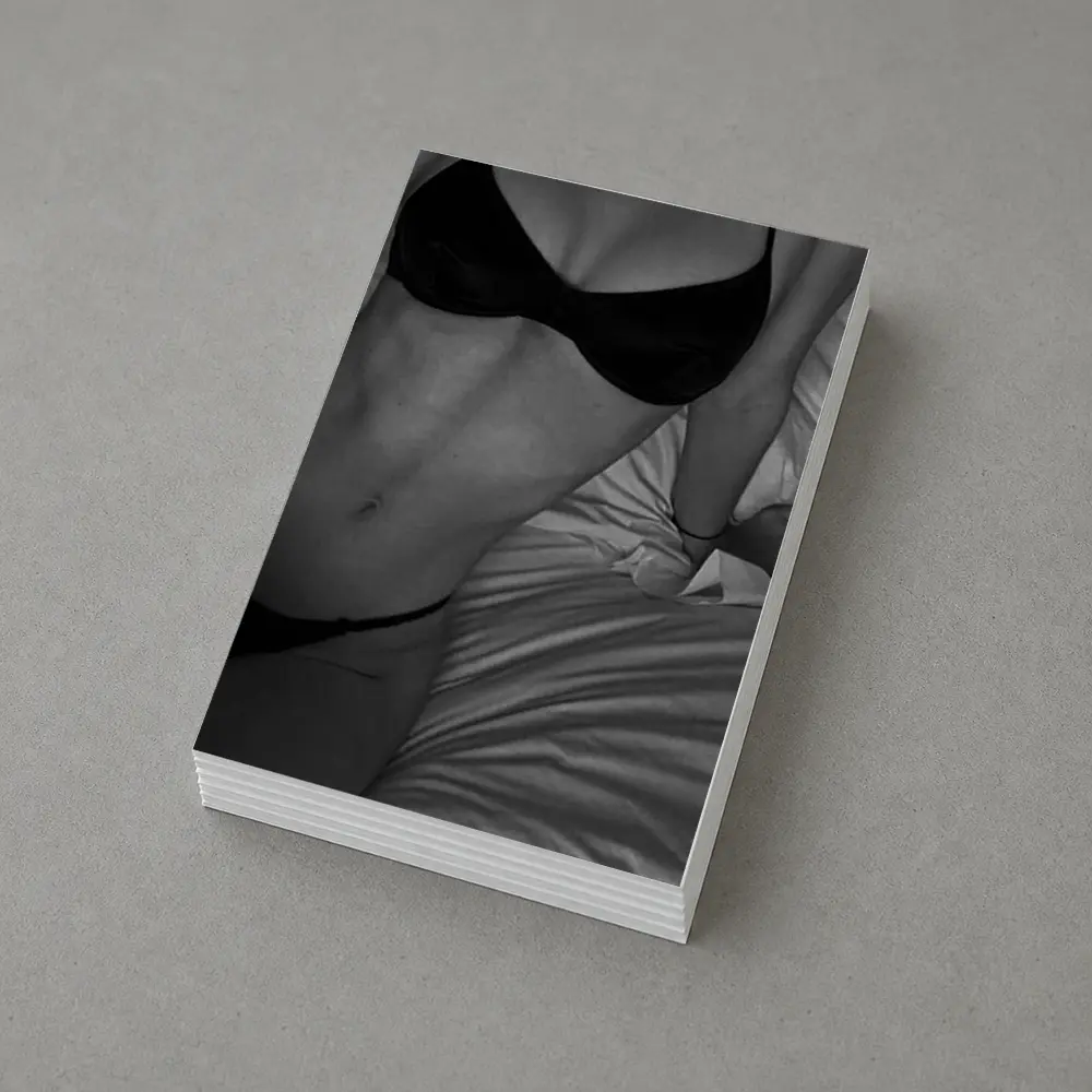 Black And White Woman Lingerie Bed Scene – Postcards