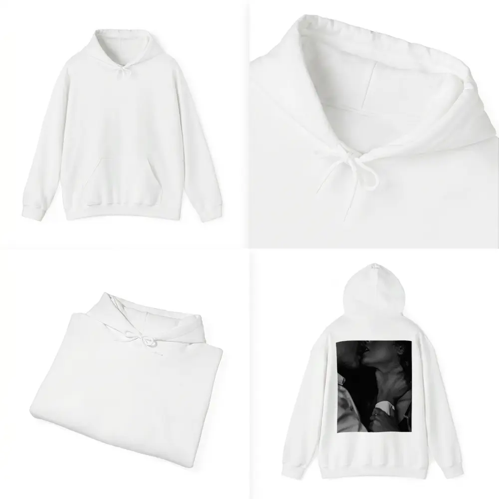 Intimate Black and White Couple Kiss Portrait – Hoodies
