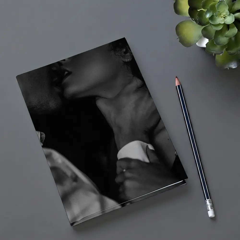 Intimate Black and White Couple Kiss Portrait – Notebooks