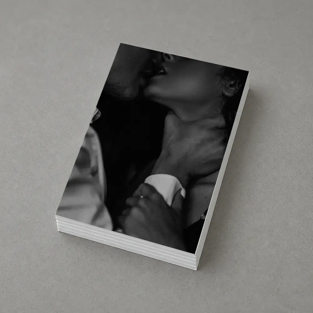 Intimate Black and White Couple Kiss Portrait – Postcards