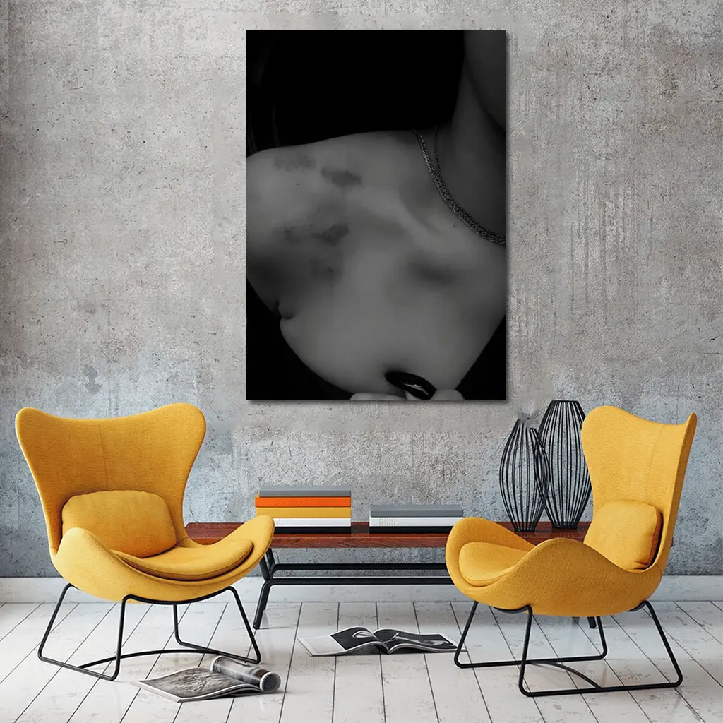 Black and White Woman Shoulder Necklace Portrait – Wall Art