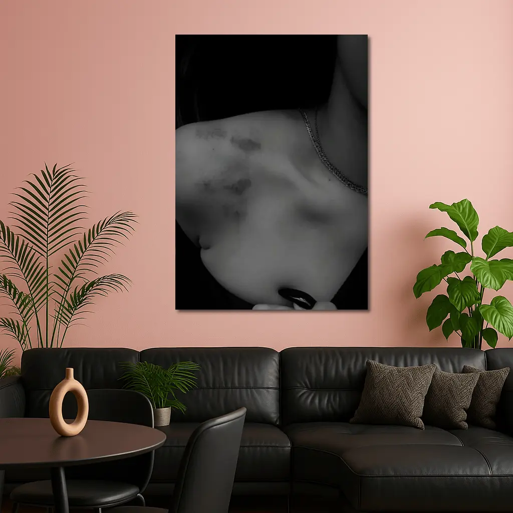 Black and White Woman Shoulder Necklace Portrait – Wall Art