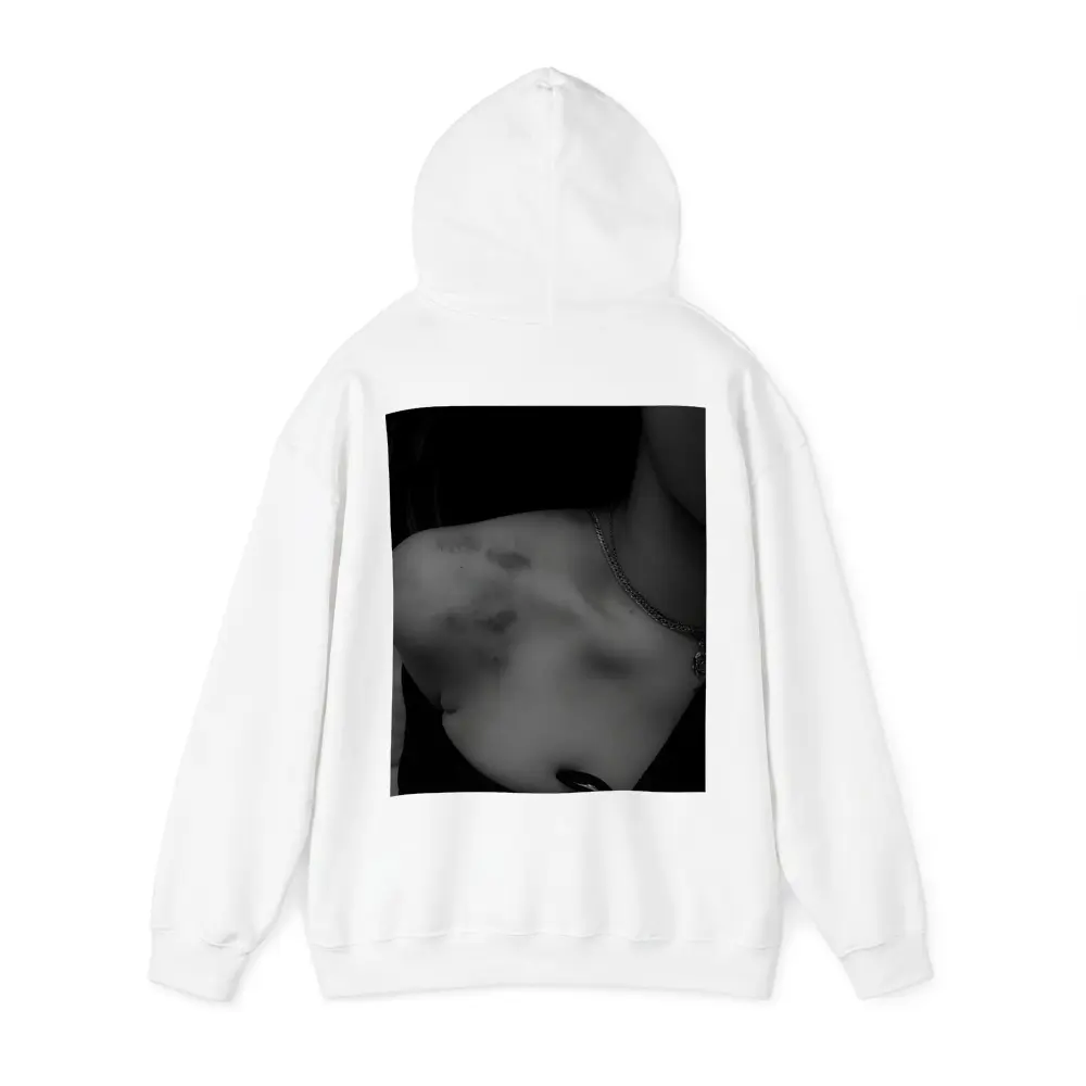 Black and White Woman Shoulder Necklace Portrait – Hoodies