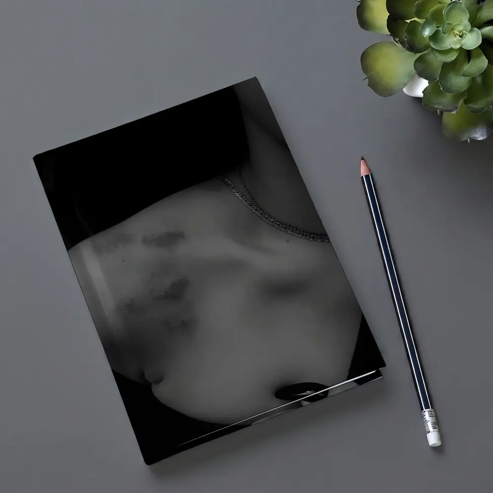 Black and White Woman Shoulder Necklace Portrait – Notebooks
