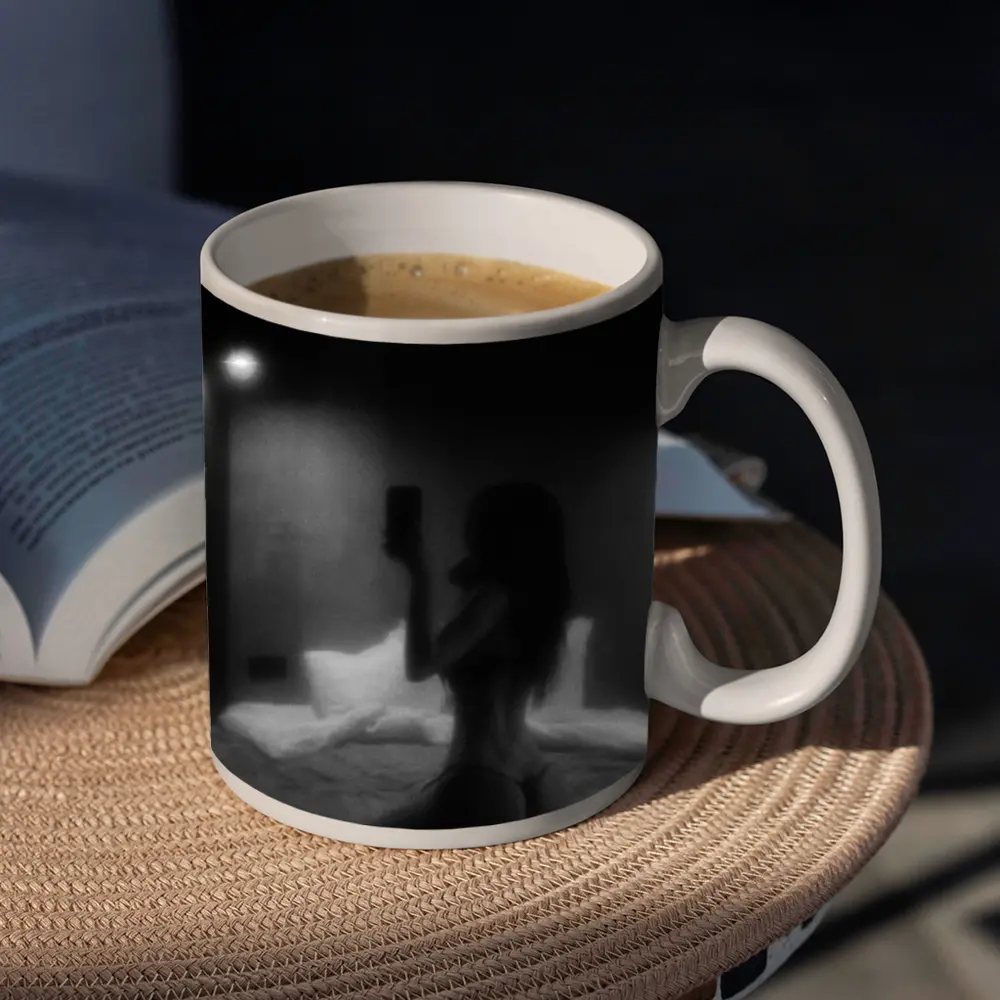 Woman Silhouette Black White Bedroom Night – Mugs