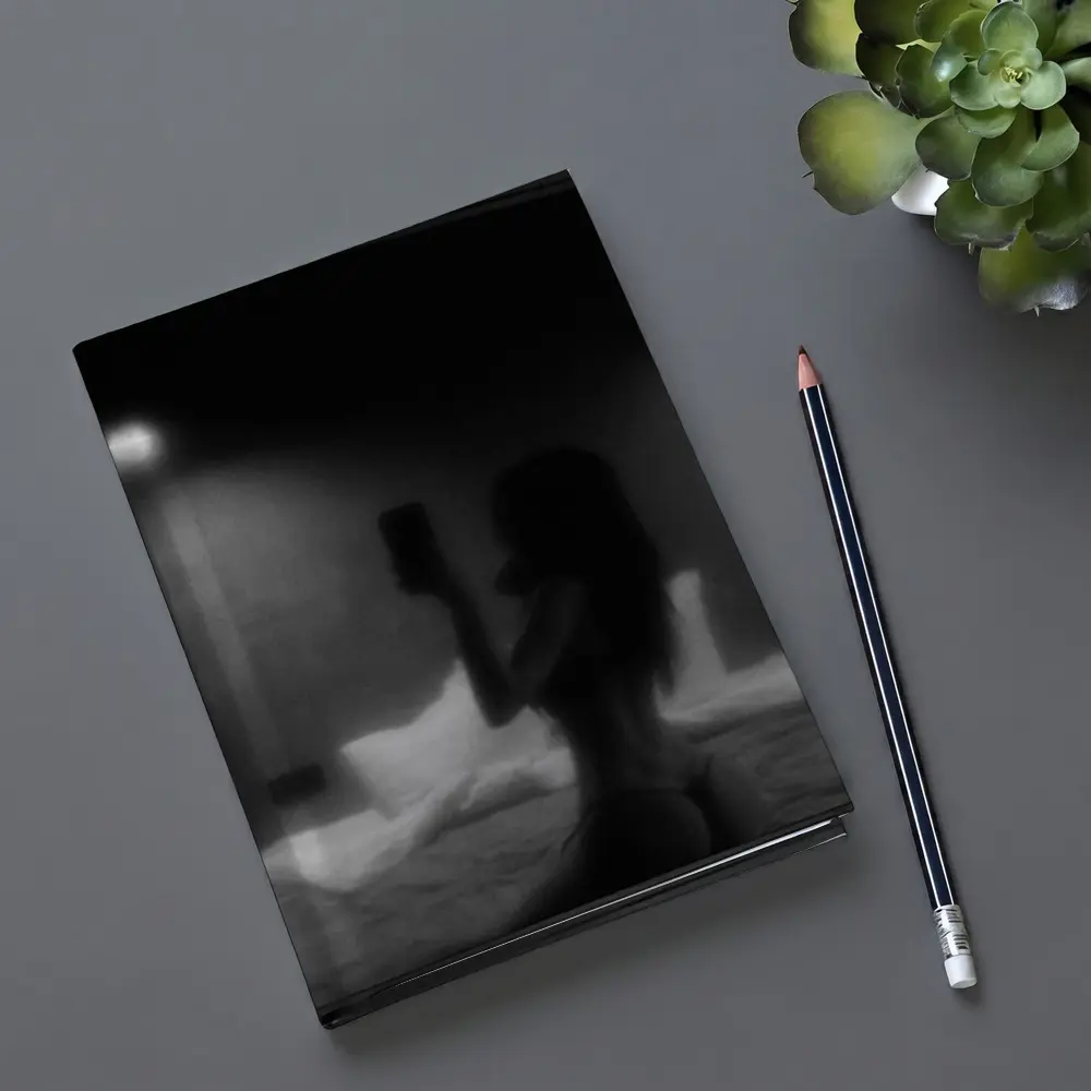 Woman Silhouette Black White Bedroom Night – Notebooks