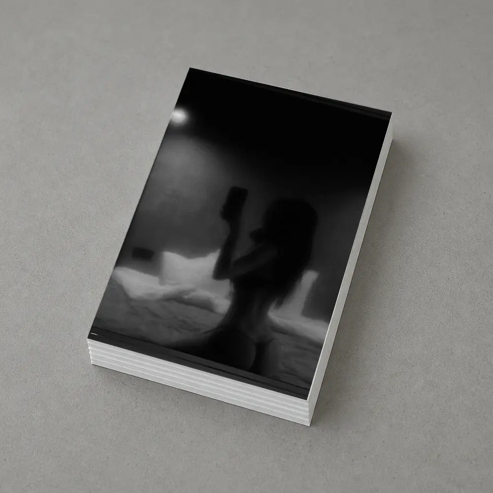 Woman Silhouette Black White Bedroom Night – Postcards