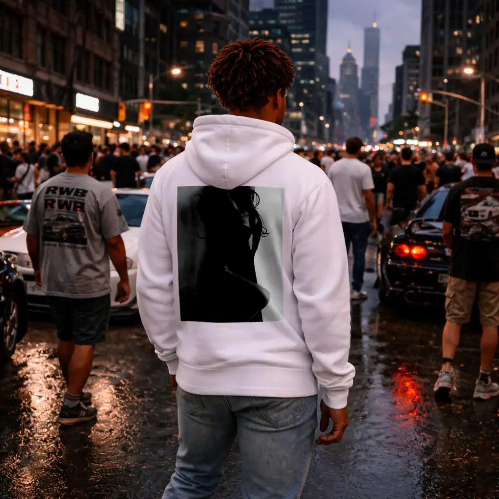 Black and White Elegant Woman Fashion Portrait – Hoodies