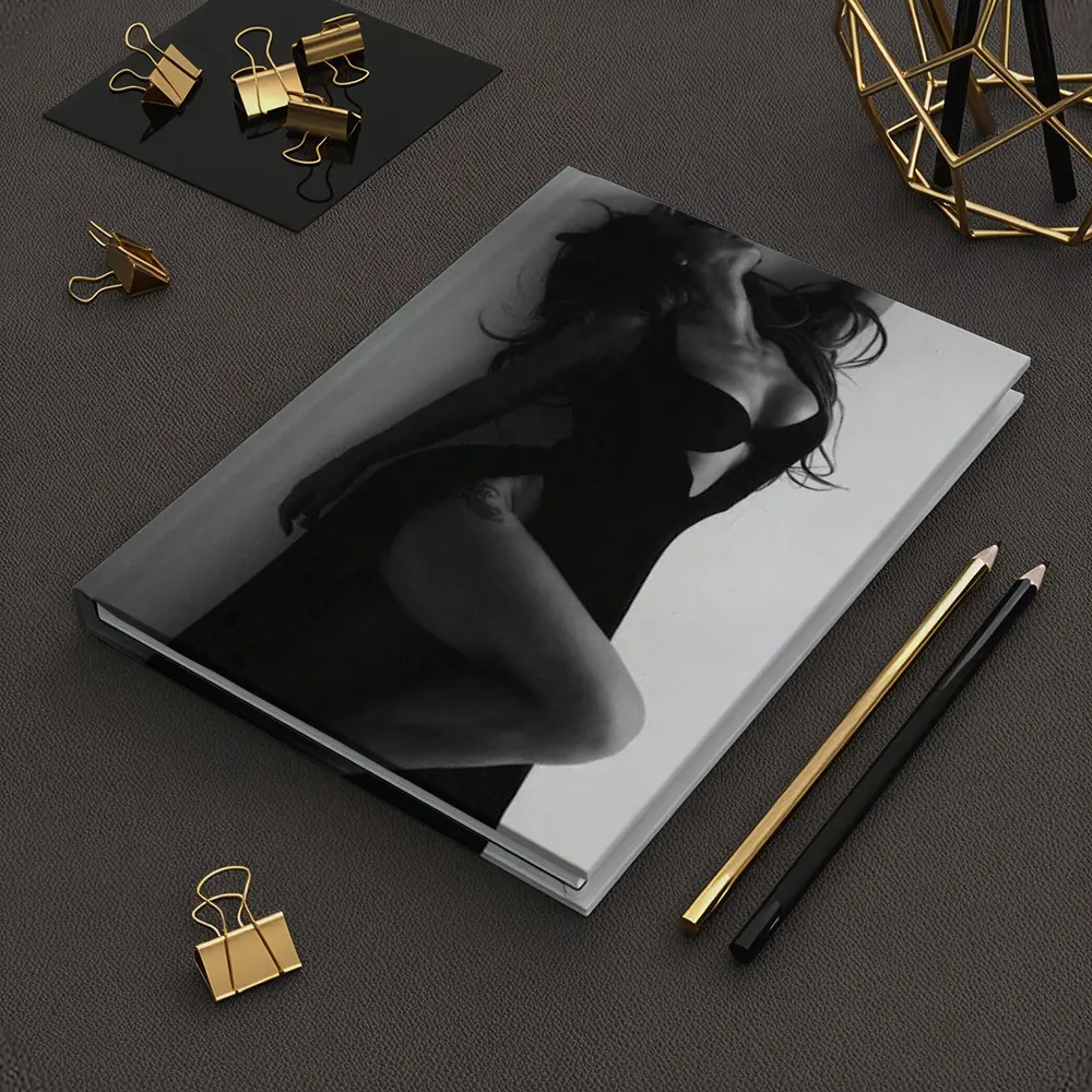 Black and White Elegant Woman Fashion Portrait – Notebooks