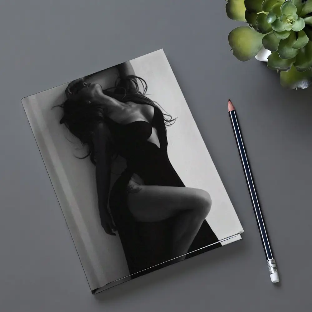 Black and White Elegant Woman Fashion Portrait – Notebooks