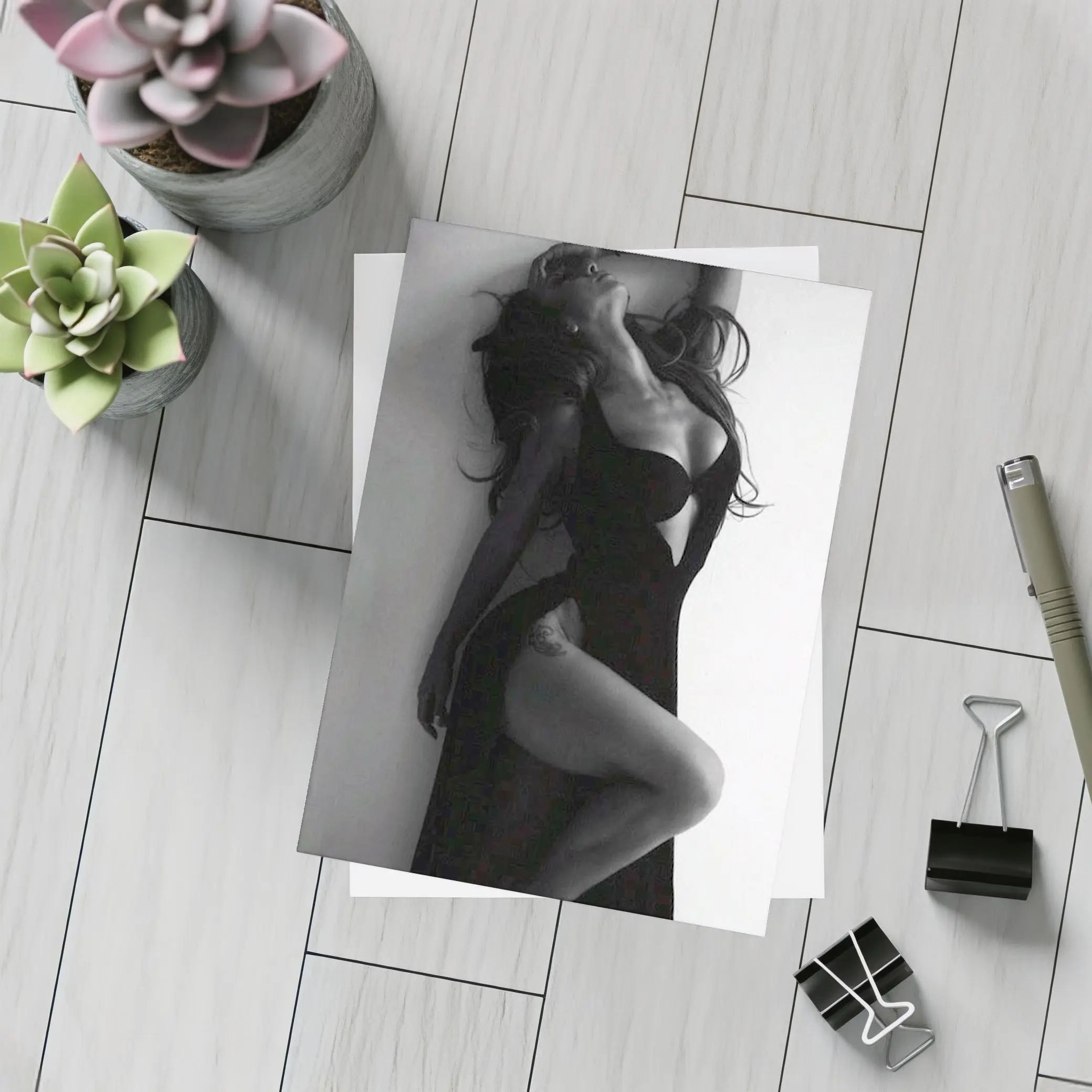 Black and White Elegant Woman Fashion Portrait – Postcards