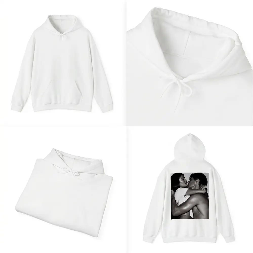 Black and White Couple Kissing Embrace Art – Hoodies