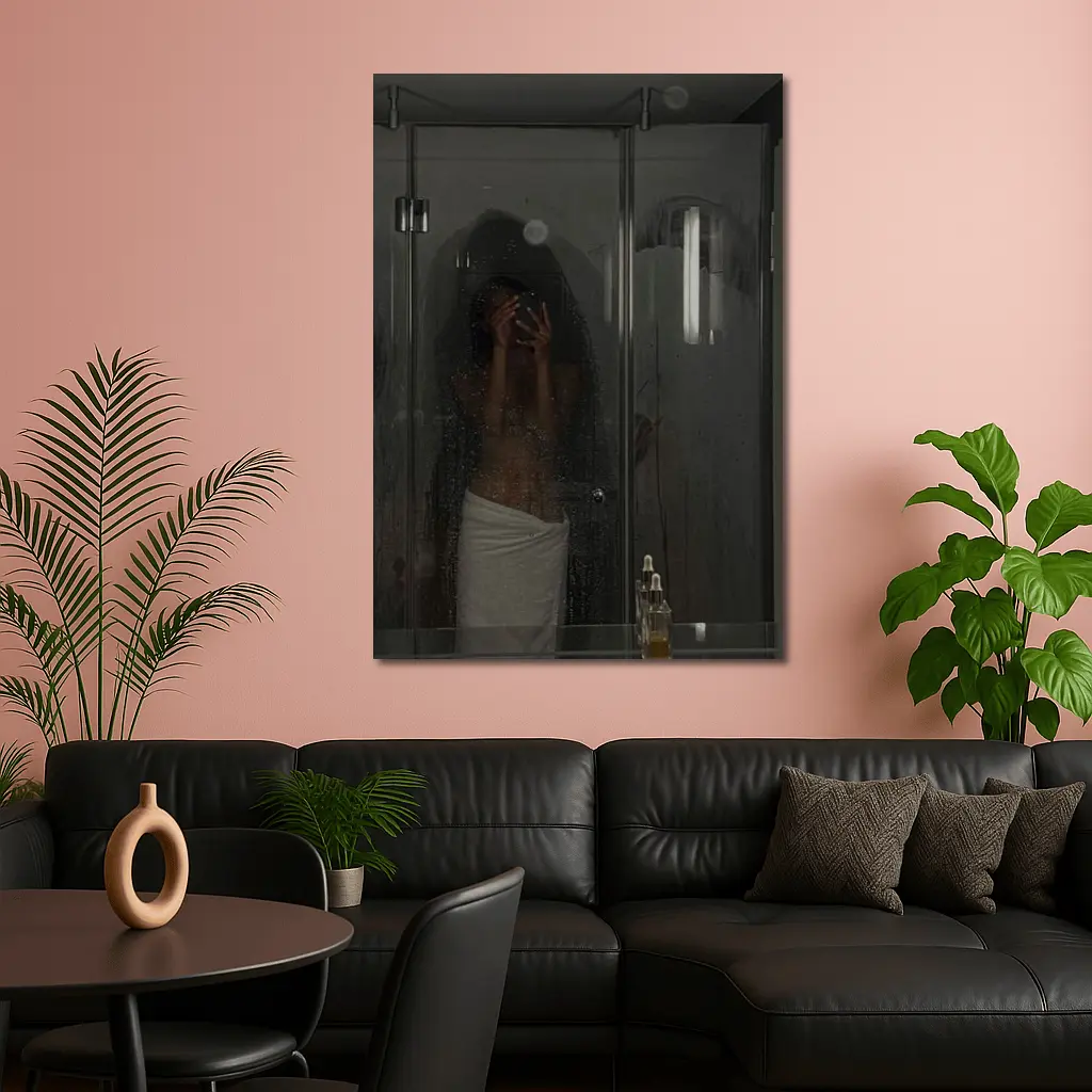 Woman in Towel Steamy Bathroom Mirror – Wall Art