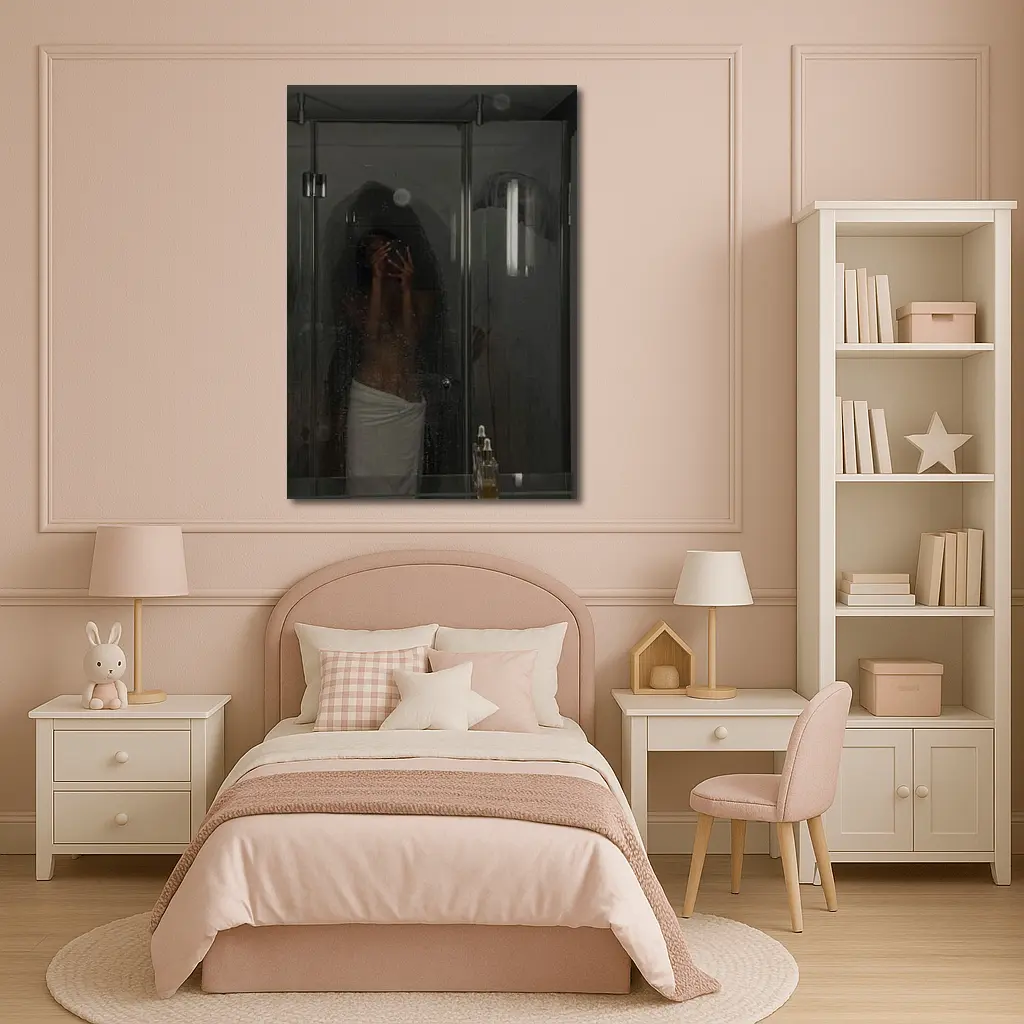 Woman in Towel Steamy Bathroom Mirror – Wall Art