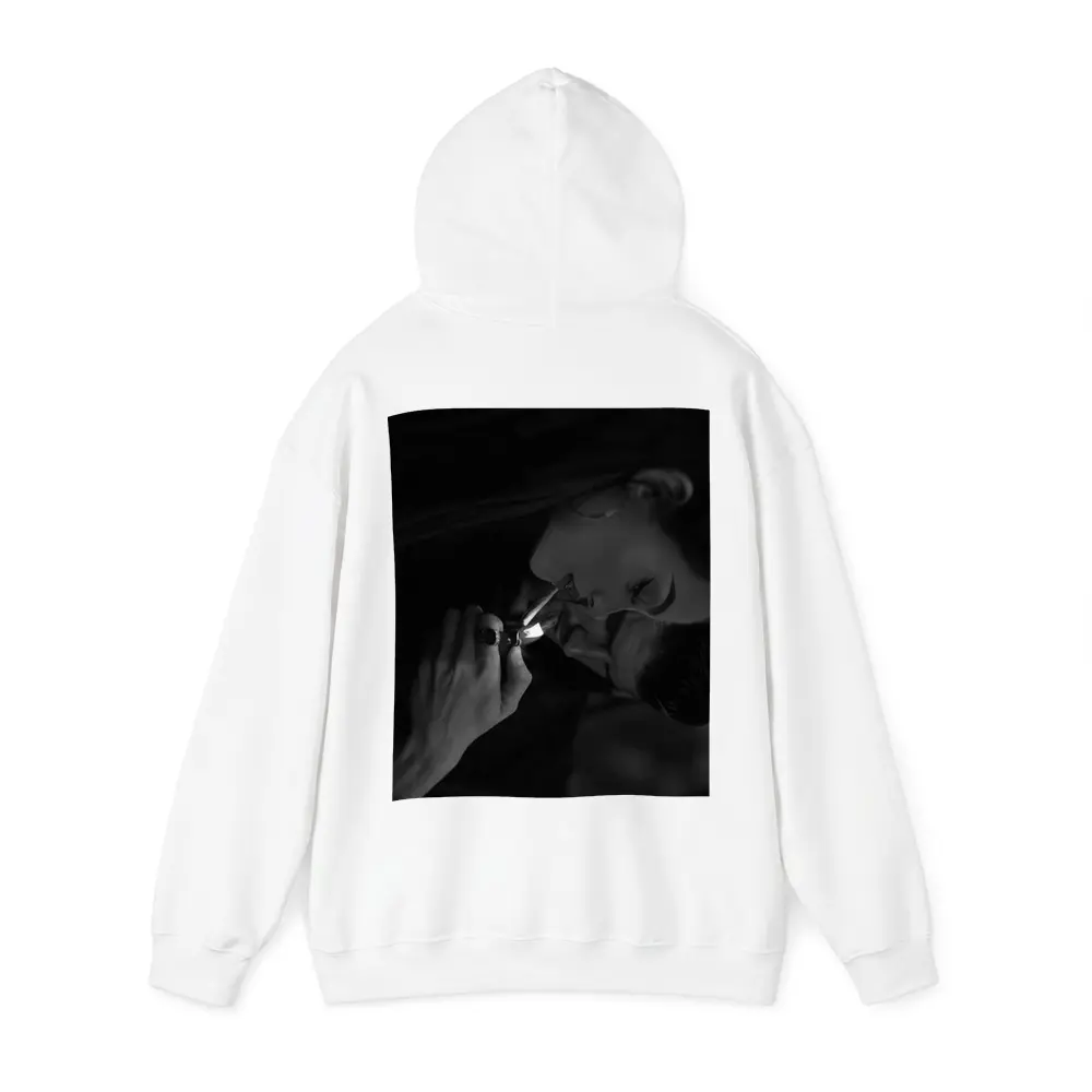 Woman Lighting Cigarette Black White Portrait – Hoodies