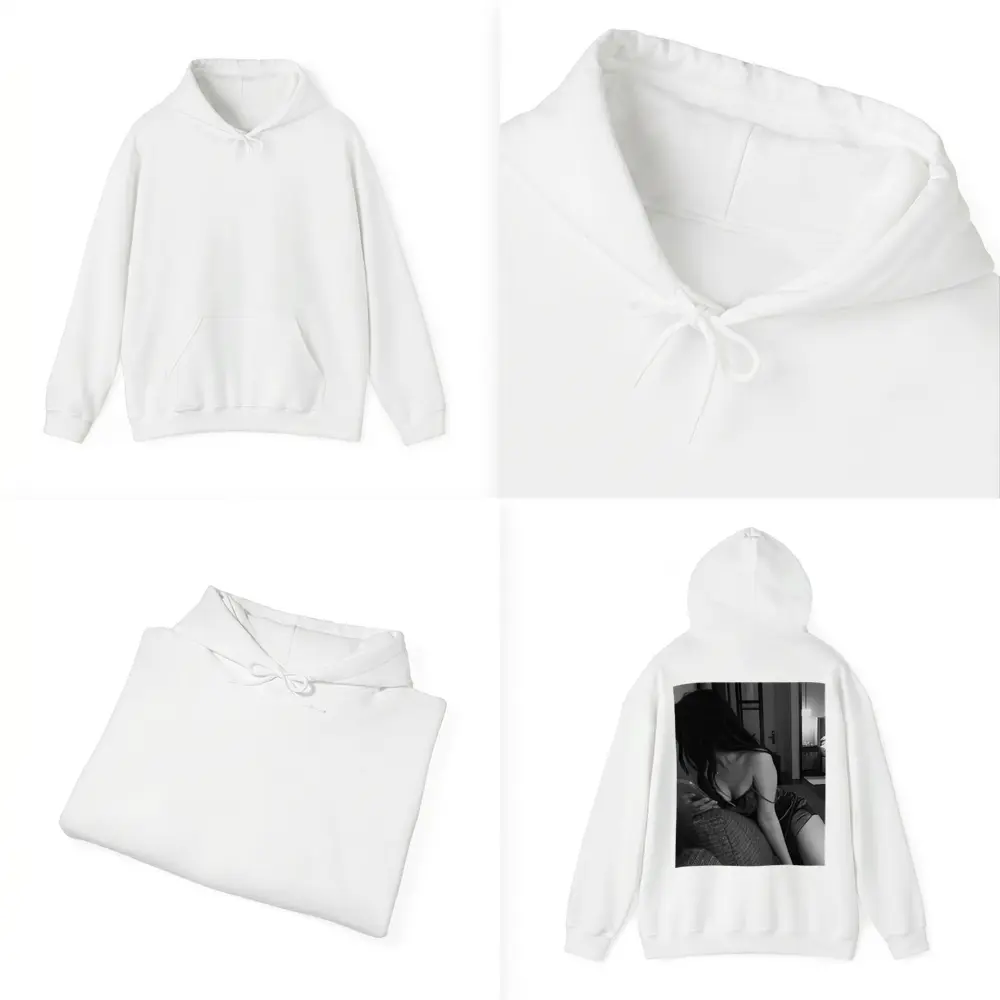 Black and White Woman Hotel Room Photo – Hoodies