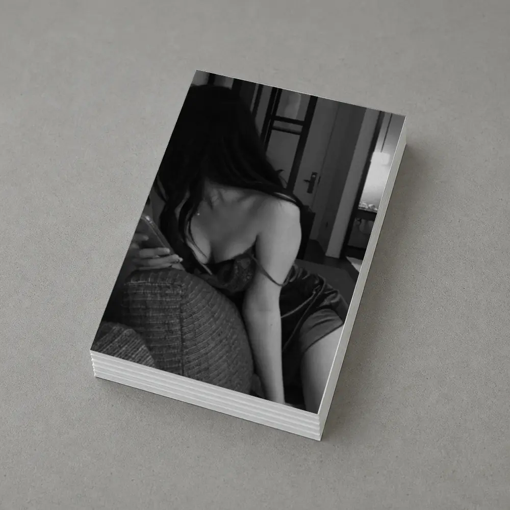 Black and White Woman Hotel Room Photo – Postcards