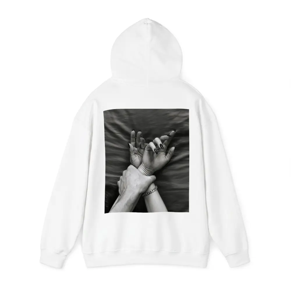 Black and White Hands Grasping Bed Sheet – Hoodies