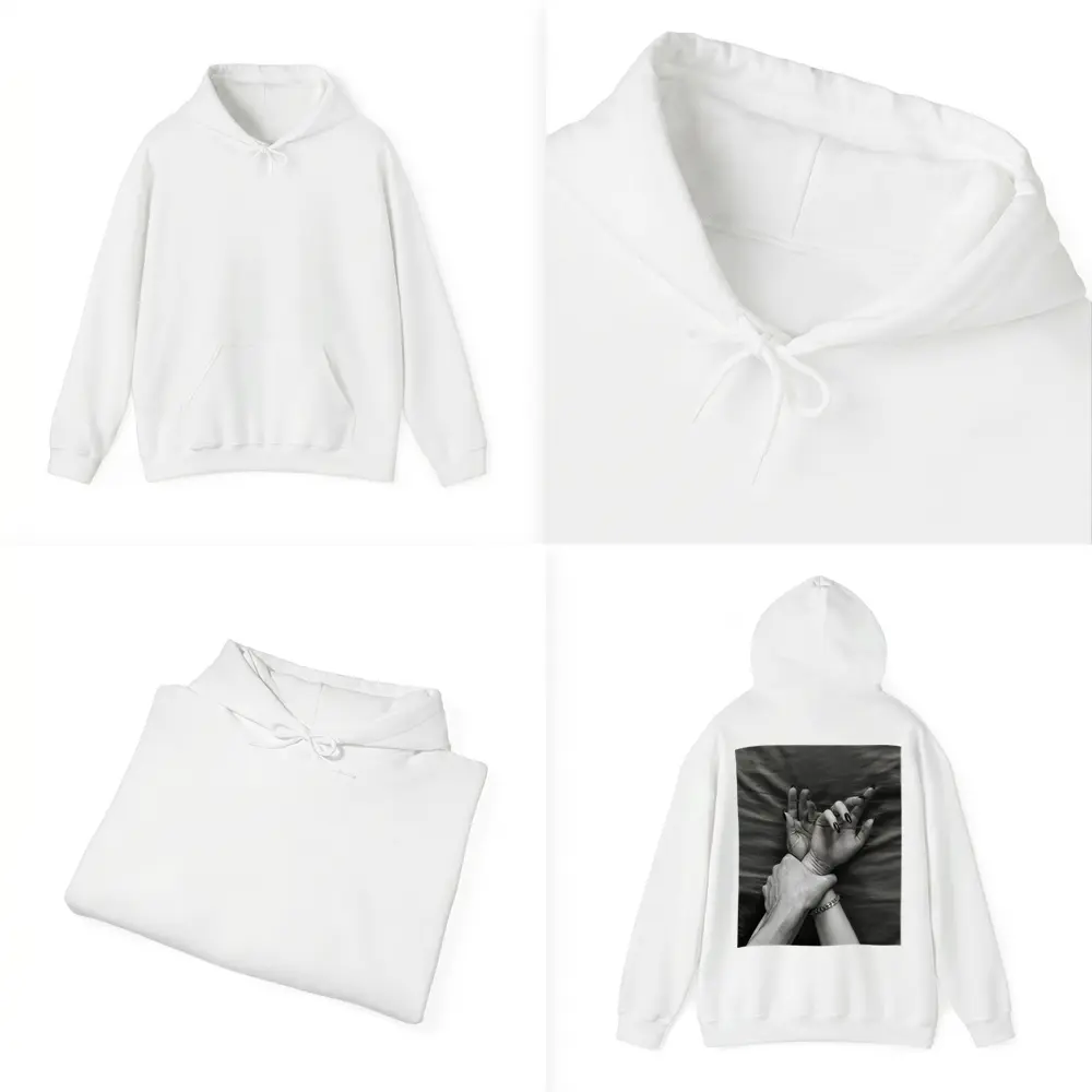 Black and White Hands Grasping Bed Sheet – Hoodies