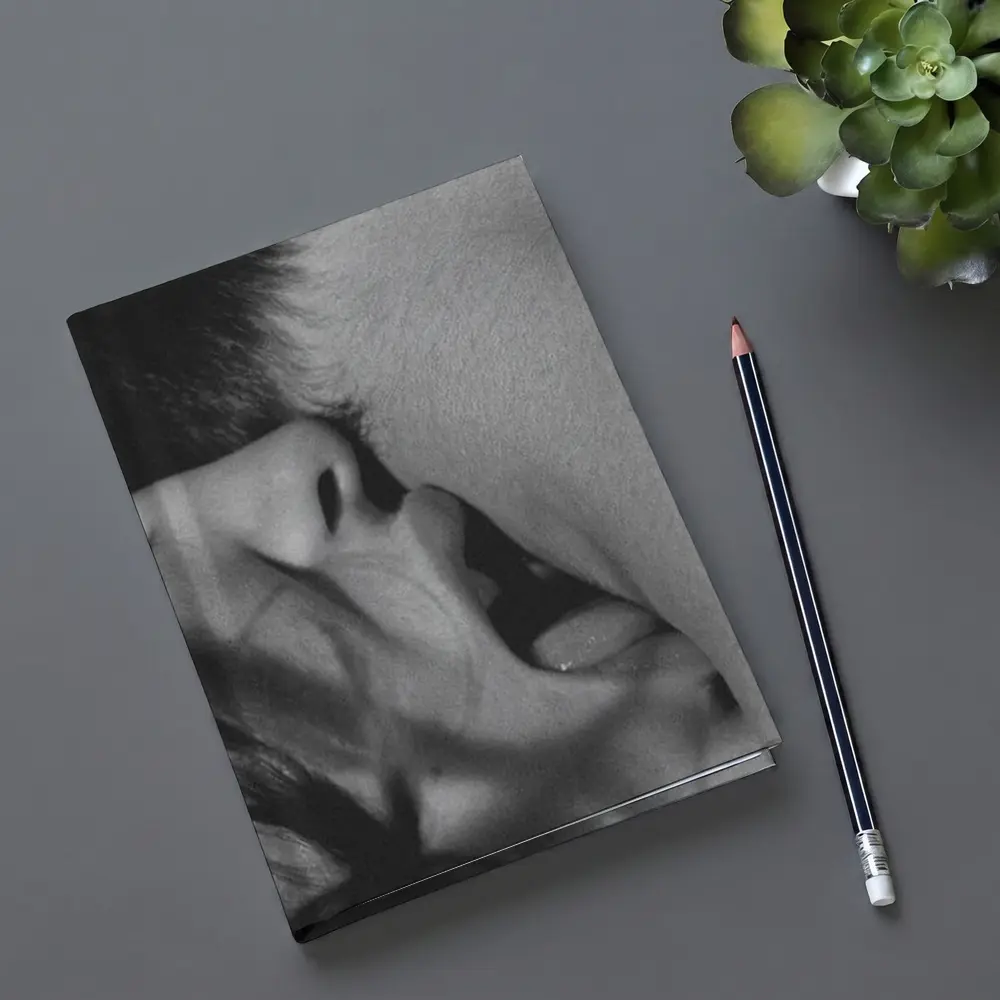 Black and White Intimate Kiss Close Up – Notebooks