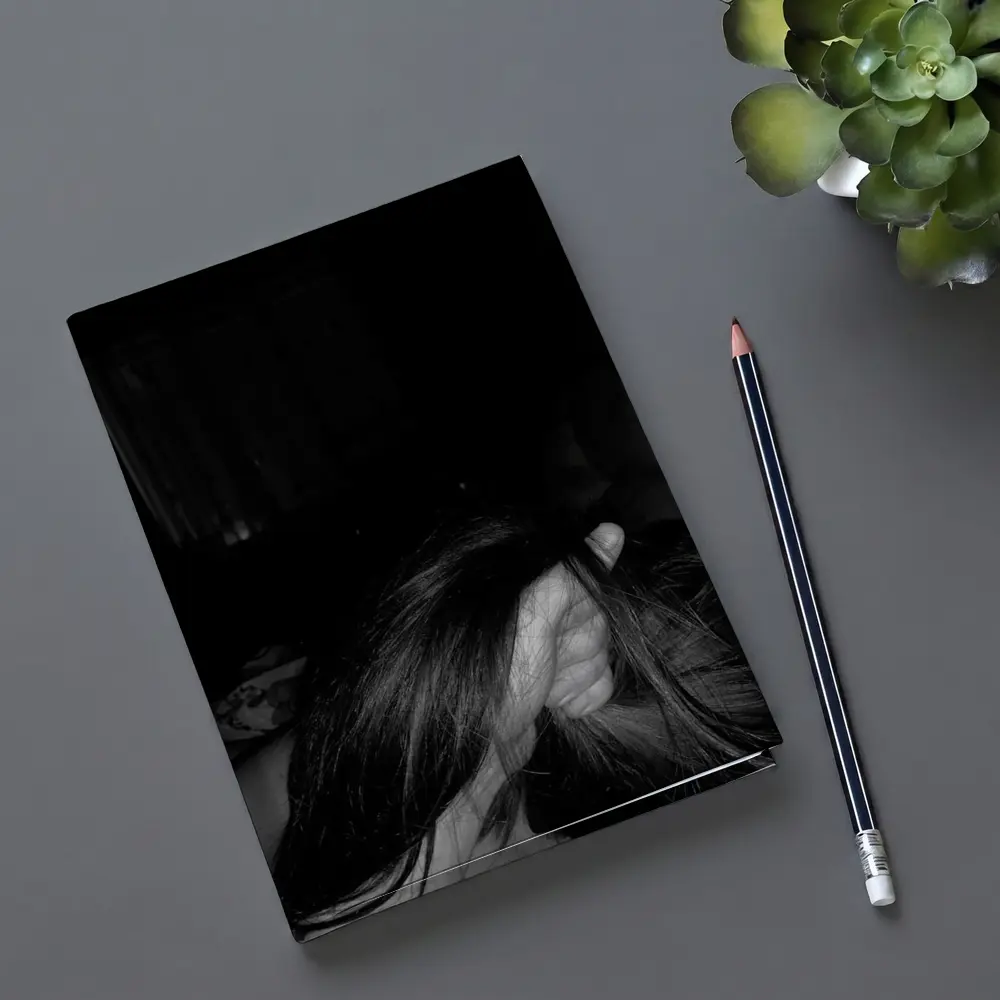 Black and White Woman Hair Dark Room – Notebooks