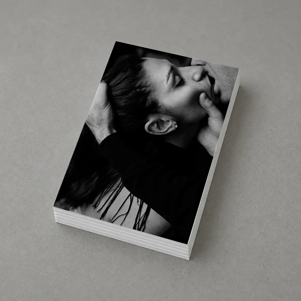Black and White Couple Kissing Intimate Moment – Postcards