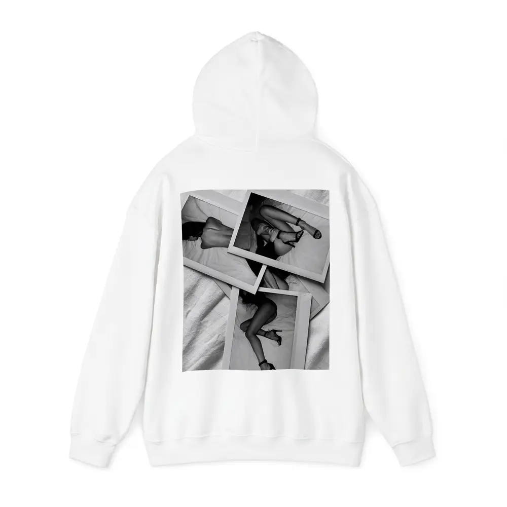 Black and White Polaroid Woman Bedroom Photography – Hoodies