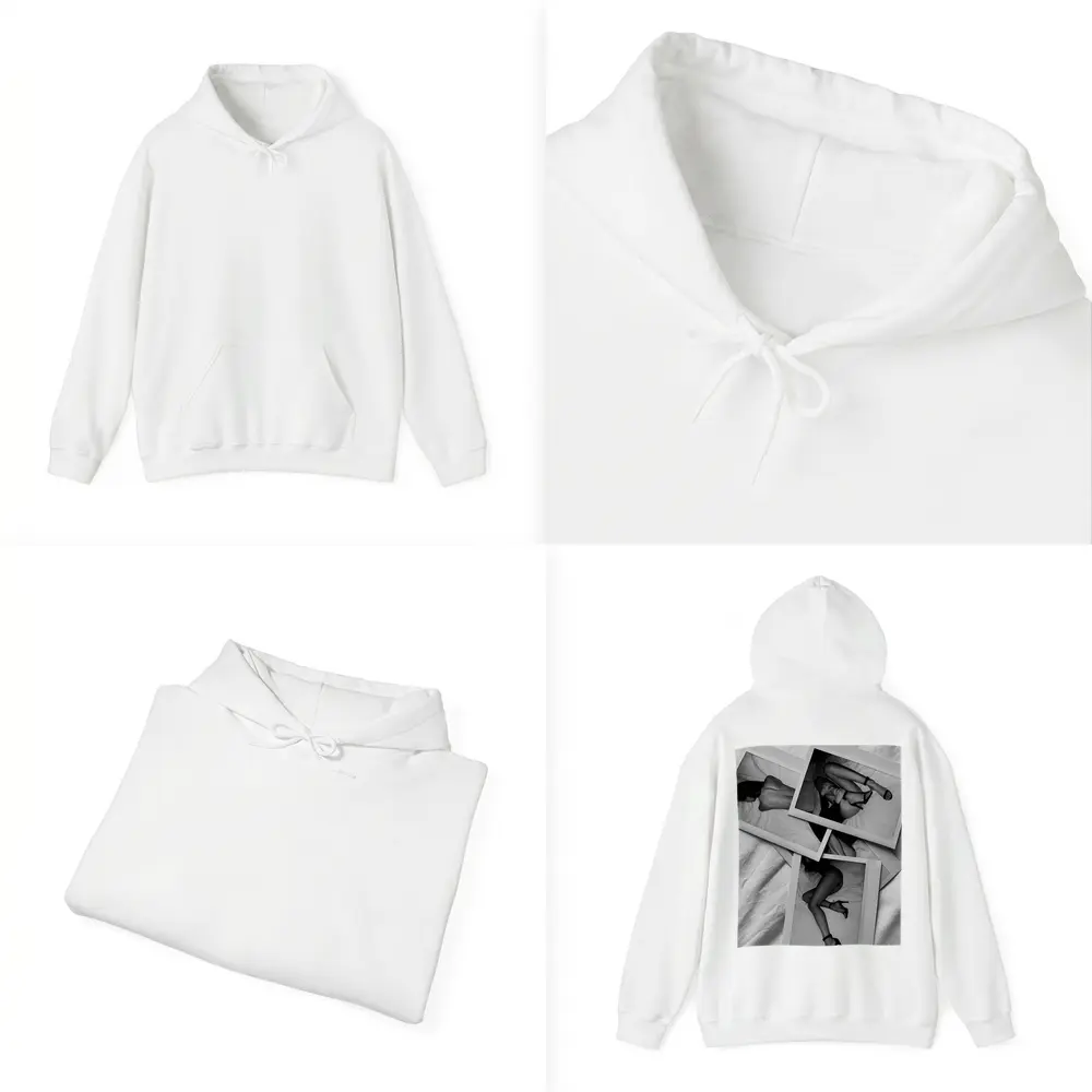 Black and White Polaroid Woman Bedroom Photography – Hoodies