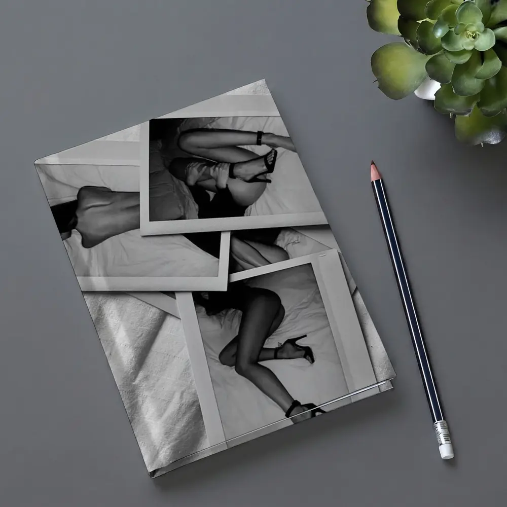 Black and White Polaroid Woman Bedroom Photography – Notebooks