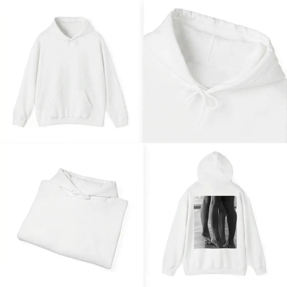 Two Figures Standing Close Black White – Hoodies